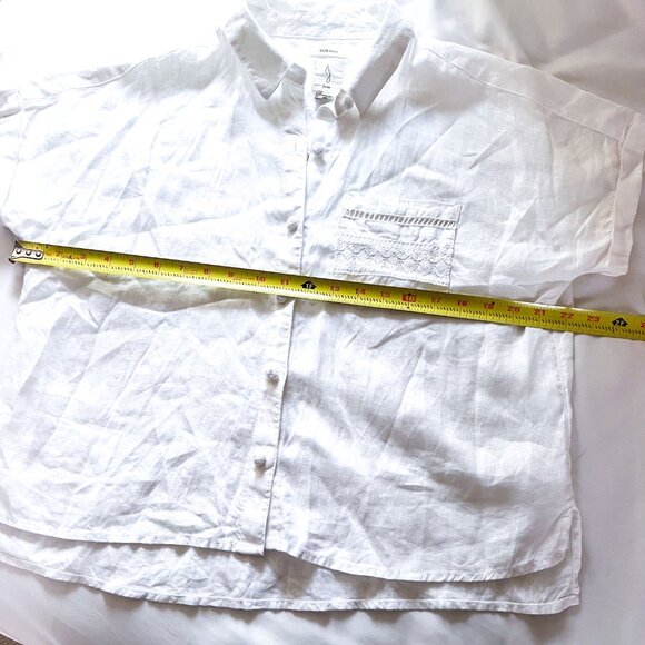 Joie Womens Linen embroidered button down Shirt Short Sleeve Size Medium - Picture 12 of 13
